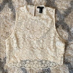 White lacy crop  top